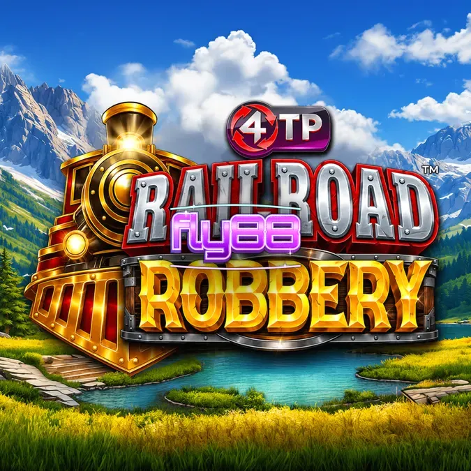 Giao diện trò chơi slot 4TP Railroad Robbery với đoàn tàu và các cuộn quay